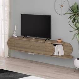 Fwstyle Wall Mounted Unit Dark Oak 1 Door Tv Stand TV Bench