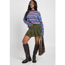 boohoo Corduroy Pleated Mini Skirt - Green