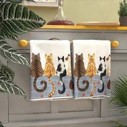 Shein Cat Cartoon 1pc 2pcs Kitchen Towel Multicolour
