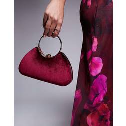 True Decadence Clutch Taske Velour Guldfarvet Aftagelig Crossbody Strop - Rød