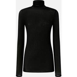 Pinko Pull Ajusté Col Montant Micro Paillettes - Noir Limousine