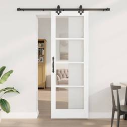 vidaXL Manuell Weiß 73.5 211 cm Holz Metall Schiebetür Klarglas (x)