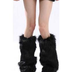 Shein Fuzzy Fur Leg Warmers Winter Soft Fluffy Boot Cuffs - Halloween Santa
