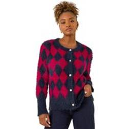 Roman Check Buttoned Cardigan - Red