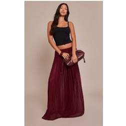 PrettyLittleThing Wine Mesh Drape Maxi Skirt - Red