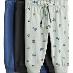 H&M Baby 3-Pack Joggers Bomullstrikå - Ljusgrön