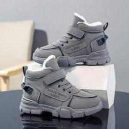 Shein Kids Winter Plush Lined Waterproof Snow Boots - Leather