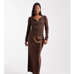 New Look Satin Midi Skirt - Dark Brown