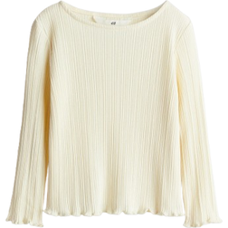 H&M Overlock Detail Ribbed Top - Light Yellow (1260711001)