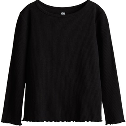 H&M Flicka Svart Långärmad trikåtröja 134/140 8-10Y