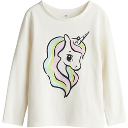 H&M Printed Jersey Top - White/Unicorn (0922700112)