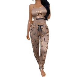 Shein 2pcs Cute Bear Print Cami Top And Pants Pajamas Set Women 2 Piece Sets 2 Piece Sets Women Woman 2 Piece Set 2 Piece Set Women 2 Piece Sets Ladies