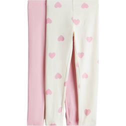 H&M Leggings 2-pack - Pink/Hearts (0703279052)