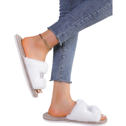 Shein Women's Open Toe House Slippers - White