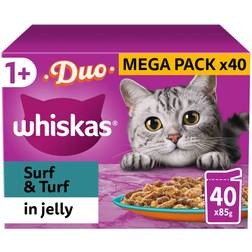 Whiskas Duo Surf & Turf Adult Cat Food Pouches in Jelly 85g 40-pack