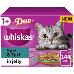 Whiskas Duo Surf & Turf Adult Cat Food Pouches in Jelly 85g 144-pack