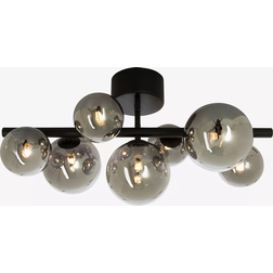 Aneta Molekyl Black/Smoke Grey Ceiling Flush Light 58cm
