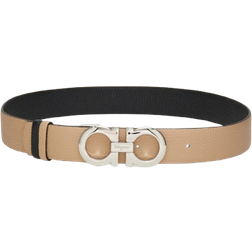 Ferragamo Reversible and Adjustable Gancini belt - New Bisque/Black