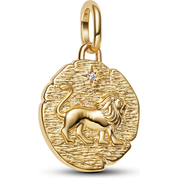 Pandora Lion Medallion Charm 14k Gold Plating Cubic Zirconia - Clear