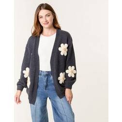 Blue Vanilla Navy Daisy Large Flower Cardigan -