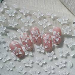 Shein Pure White Ice Translucent Flower Nail Decoration Sticker
