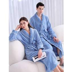 Shein Flannel Bathrobe Quick Absorption Loose Fit - Multi