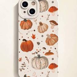 Shein Autumn Pumpkin Leaf Print Aesthetic Design Case
