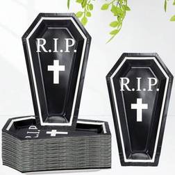 Shein Halloween Paper Plate Coffin Shape RIP 10pcs 20pcs 50pcs