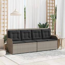 vidaXL Med Kudde Ljusgrå Poly Rattan Trädgårdsbänk
