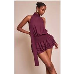 PrettyLittleThing Scarf Detail Skort Playsuit - Purple