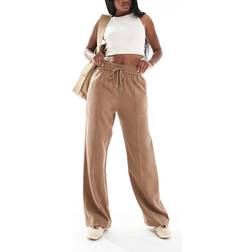 New Look Wide Leg Woven Drawstring Joggers - Tan Brown
