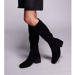 Simmi London Xander Uppklädda Knähöga Boots Mockaimitation Bred Passform - Svart