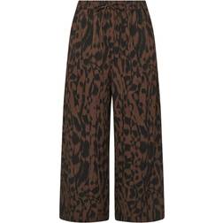 Yours Abstract Wide Leg Trousers Curve Brown Black