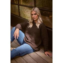 Yours Waffle Knit Jumper Chocolate Brown