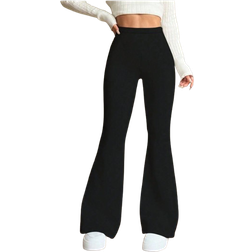 Shein Women's High Waist Solid Color Flared Sports Yoga Pants Compression Tights Running Workout Bottoms