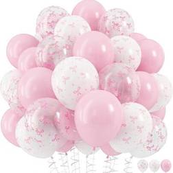 Shein 45pcs 12-Inch Light Pink Transparent Bow Print Balloons