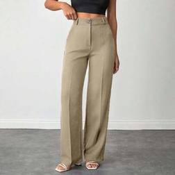 Shein Women Solid Color Slant Pocket Wide Leg Pants