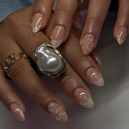 Shein French Tip False Press On Nails Set - Pink Nude 24-pack
