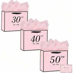 Shein Pink Birthday Gift Bag With Card Tissue Paper