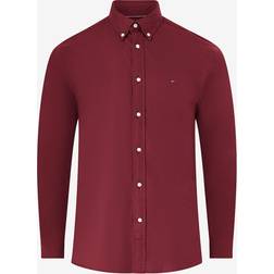 Tommy Hilfiger Cotton Blend Flannel Long Sleeve Collar Shirt - Red