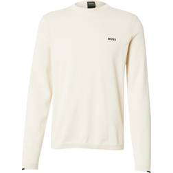 BOSS Cotton Sweater With Contrast Details - Natural