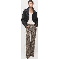Mango Leopard Print Straight Jeans - Brown