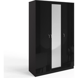 Fwstyle Chilton 3-Door Black Gloss Wardrobe 114x181cm