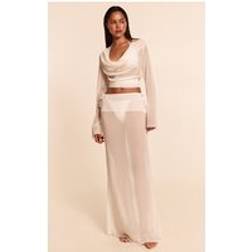 PrettyLittleThing Low Rise Maxi Beach Skirt - White