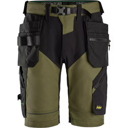 Snickers Workwear 6904 FlexiWork Work Shorts+ Holster Pockets - Khaki Green/Black