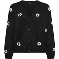 Yours Applique Flower Cardigan Plus Size - Black