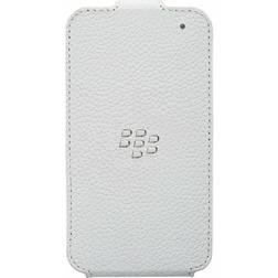 Blackberry Q5 White Leather Flip Shell Case