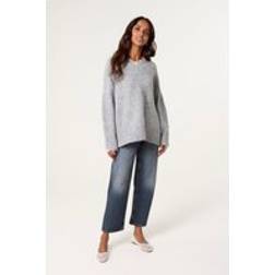 Blue Vanilla Lace Trim V Neck Jumper - Grey