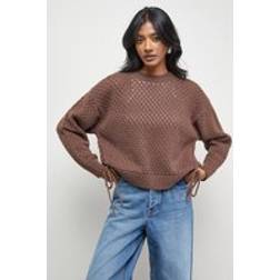Warehouse Open Stich Tie Side Jumper - Chocolate