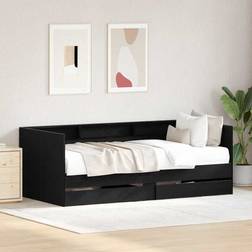 vidaXL Sort Eg Konstrueret Træ Daybed 75 x 190 cm Rammeseng